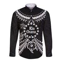 Kia Orana Cook Islands Long Sleeve Button Shirt 2025 Pasifika Polynesian Turtle Black Color LT14 Unisex Black - Polynesian Pride