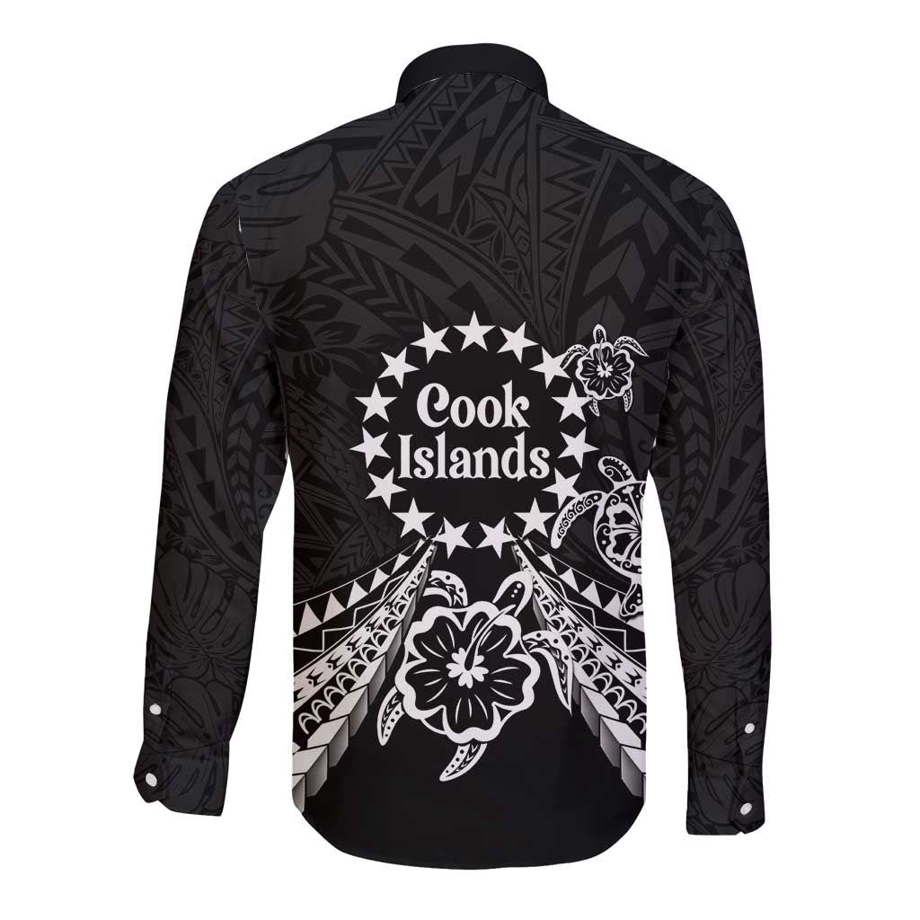 Kia Orana Cook Islands Long Sleeve Button Shirt 2025 Pasifika Polynesian Turtle Black Color LT14 - Polynesian Pride