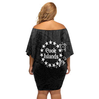 Kia Orana Cook Islands Off Shoulder Short Dress 2025 Pasifika Polynesian Turtle Black Color LT14 - Polynesian Pride