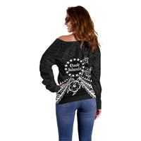 Kia Orana Cook Islands Off Shoulder Sweater 2025 Pasifika Polynesian Turtle Black Color