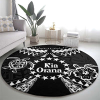 Kia Orana Cook Islands Round Carpet 2025 Pasifika Polynesian Turtle Black Color