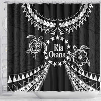 Kia Orana Cook Islands Shower Curtain 2025 Pasifika Polynesian Turtle Black Color