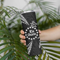 Kia Orana Cook Islands Skinny Tumbler 2025 Pasifika Polynesian Turtle Black Color