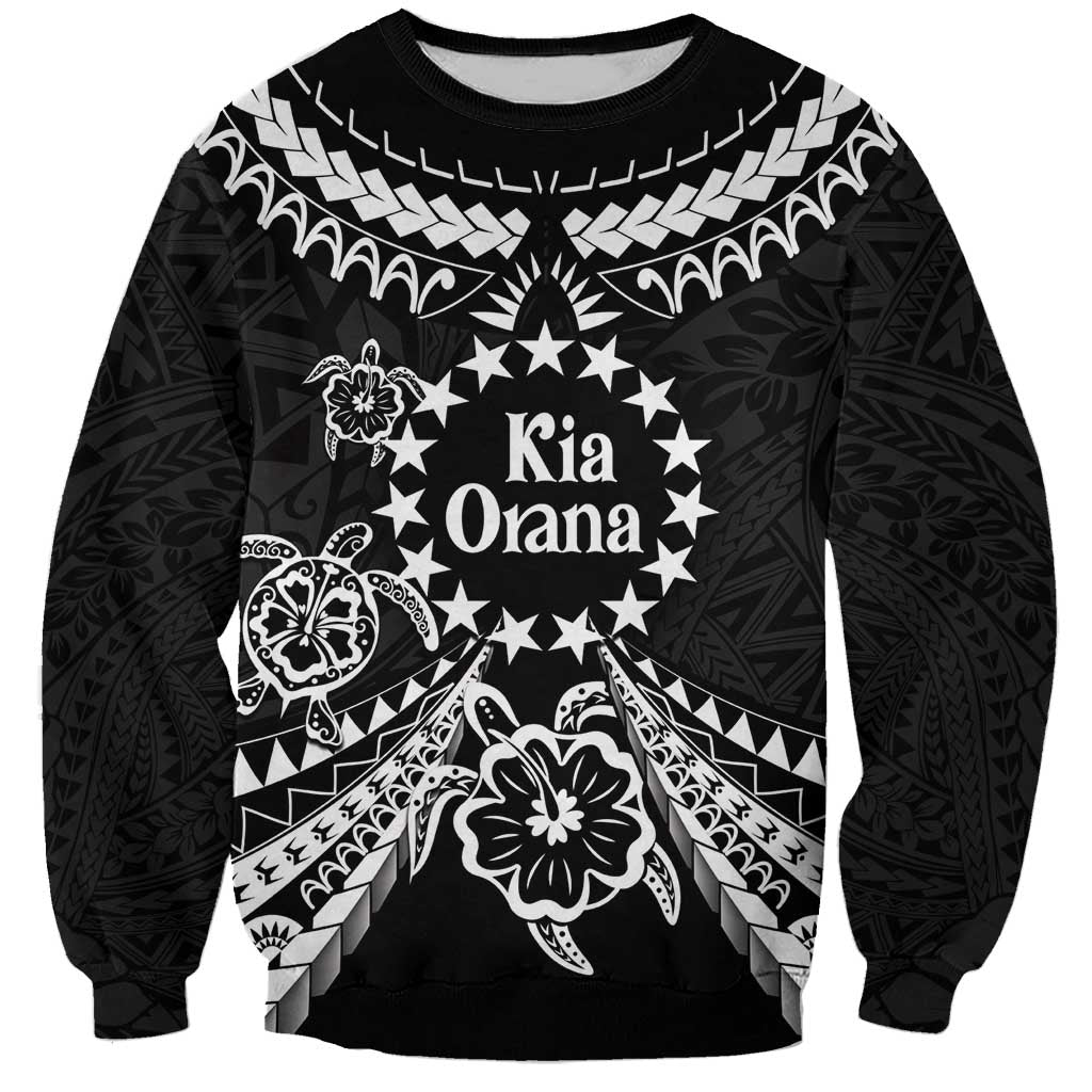 Kia Orana Cook Islands Sweatshirt 2025 Pasifika Polynesian Turtle Black Color LT14 Unisex Black - Polynesian Pride