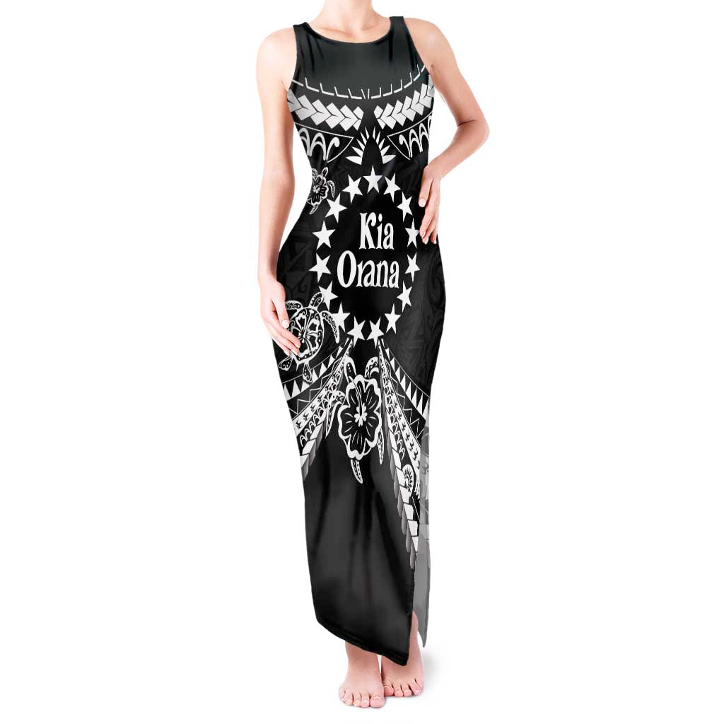 Kia Orana Cook Islands Tank Maxi Dress 2025 Pasifika Polynesian Turtle Black Color LT14 Women Black - Polynesian Pride