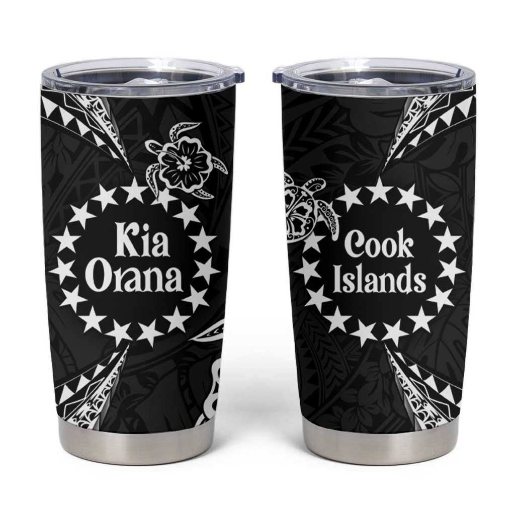 Kia Orana Cook Islands Tumbler Cup 2025 Pasifika Polynesian Turtle Black Color LT14 Black - Polynesian Pride