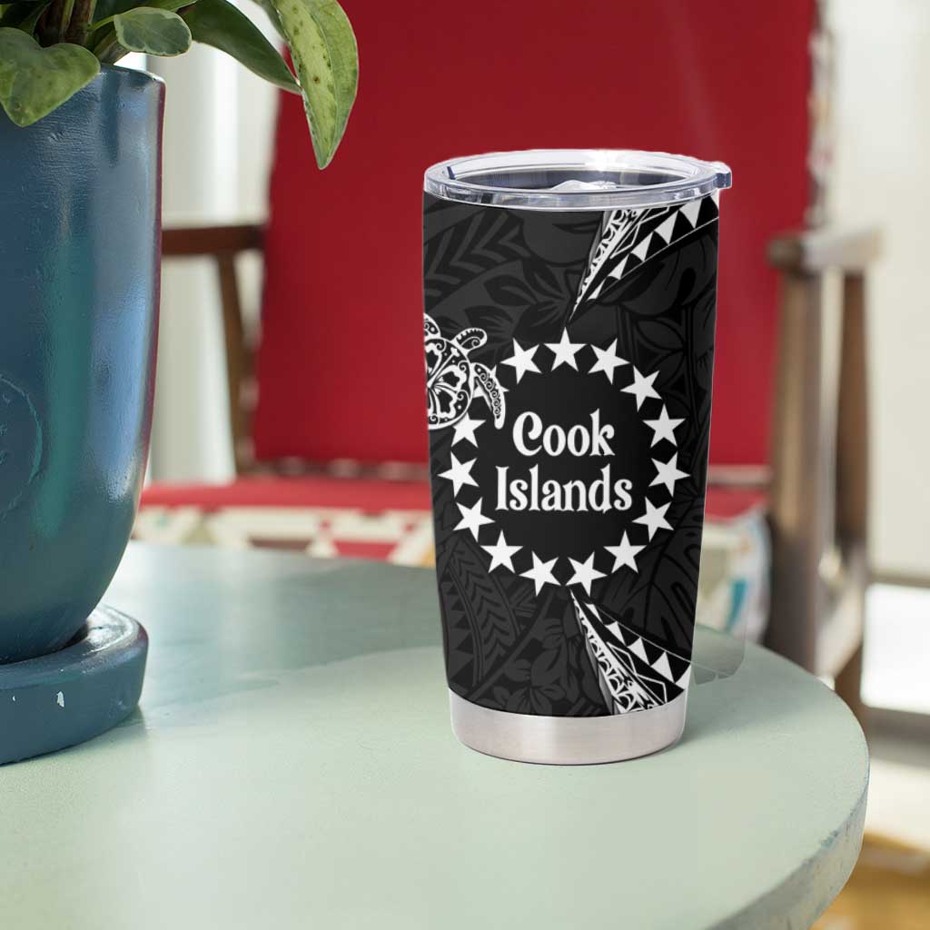 Kia Orana Cook Islands Tumbler Cup 2025 Pasifika Polynesian Turtle Black Color LT14 - Polynesian Pride