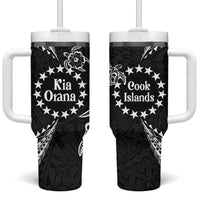 Kia Orana Cook Islands Tumbler With Handle 2025 Pasifika Polynesian Turtle Black Color LT14 One Size: 40 oz Black - Polynesian Pride