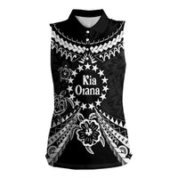 Kia Orana Cook Islands Women Sleeveless Polo Shirt 2025 Pasifika Polynesian Turtle Black Color