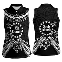 Kia Orana Cook Islands Women Sleeveless Polo Shirt 2025 Pasifika Polynesian Turtle Black Color