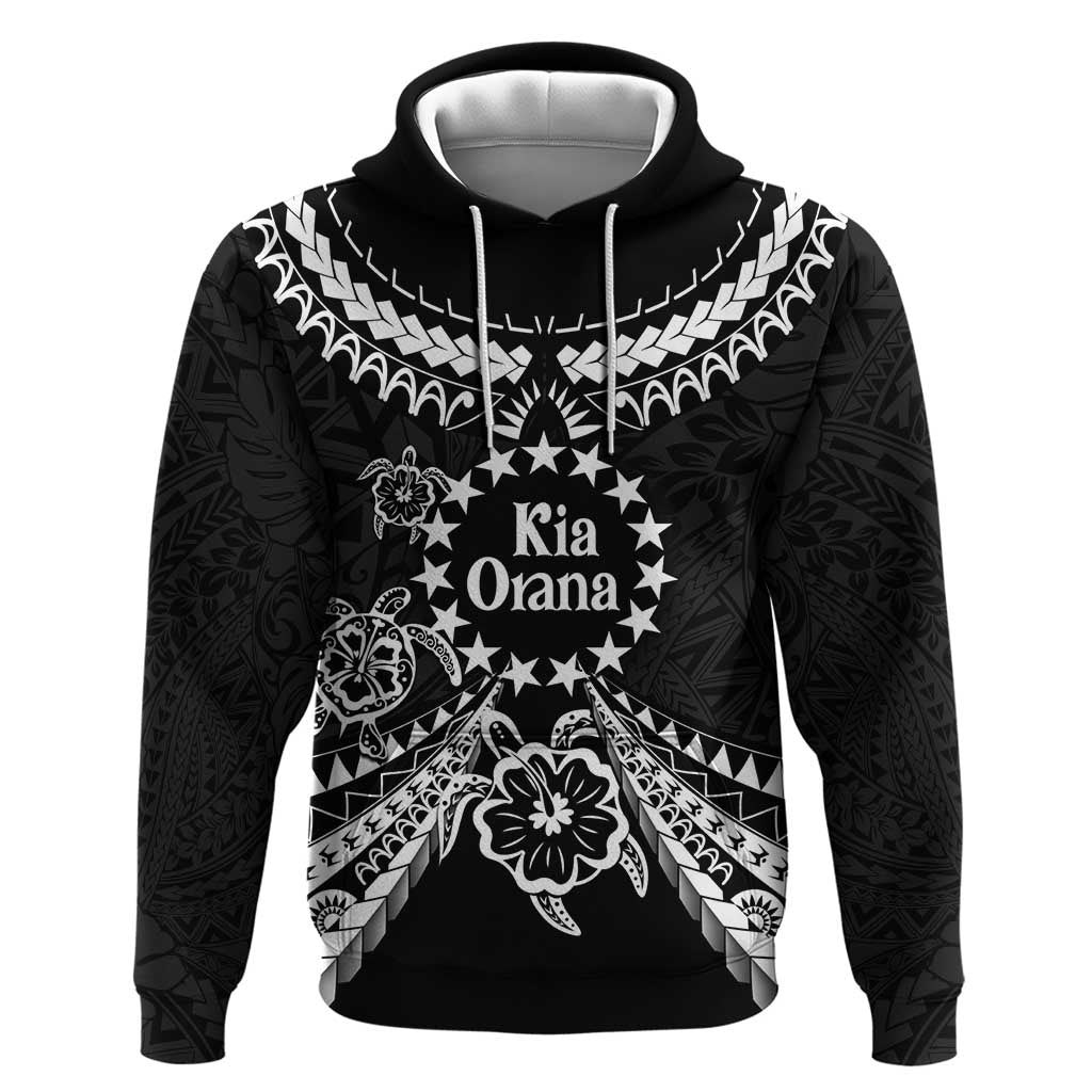 Kia Orana Cook Islands Zip Hoodie 2025 Pasifika Polynesian Turtle Black Color