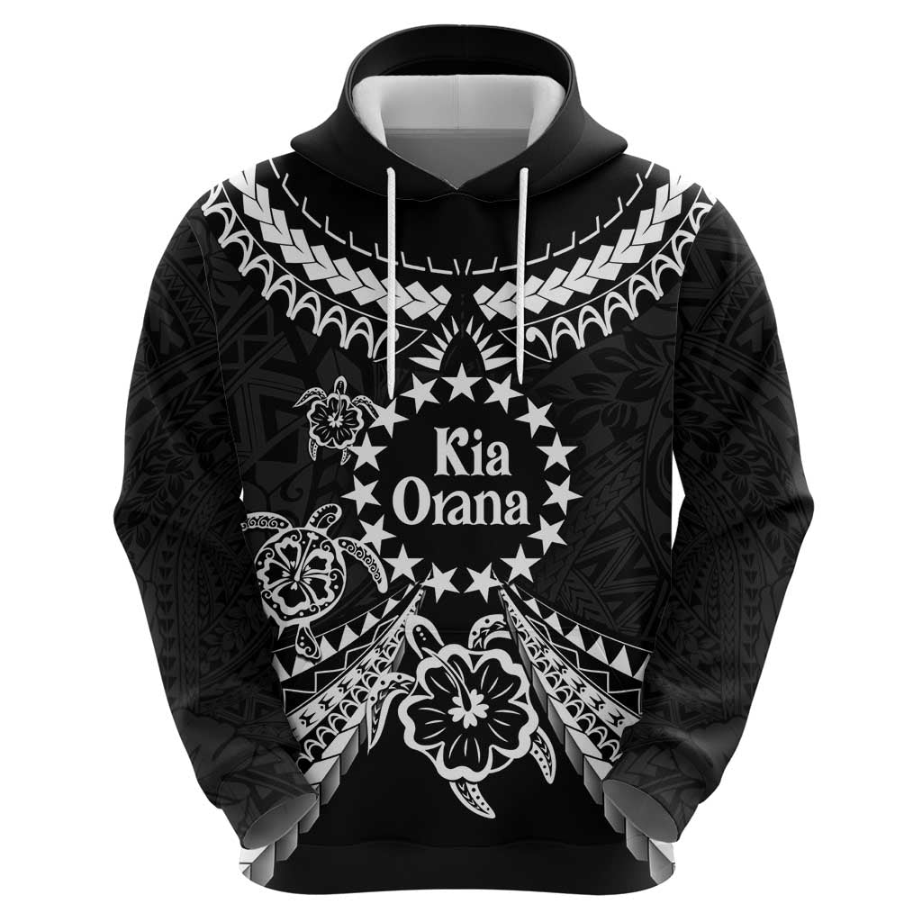 Kia Orana Cook Islands Zip Hoodie 2025 Pasifika Polynesian Turtle Black Color