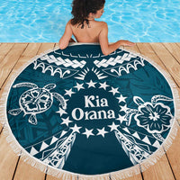 Kia Orana Cook Islands Beach Blanket Polynesian Turtle Crowberry Blue Color LT14 - Polynesian Pride