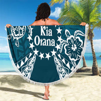 Kia Orana Cook Islands Beach Blanket Polynesian Turtle Crowberry Blue Color LT14 - Polynesian Pride