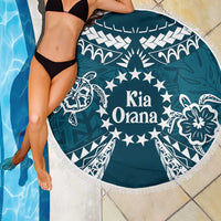 Kia Orana Cook Islands Beach Blanket Polynesian Turtle Crowberry Blue Color LT14 - Polynesian Pride