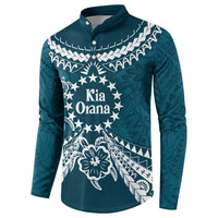 Kia Orana Cook Islands Button Sweatshirt Polynesian Turtle Crowberry Blue Color LT14 - Polynesian Pride