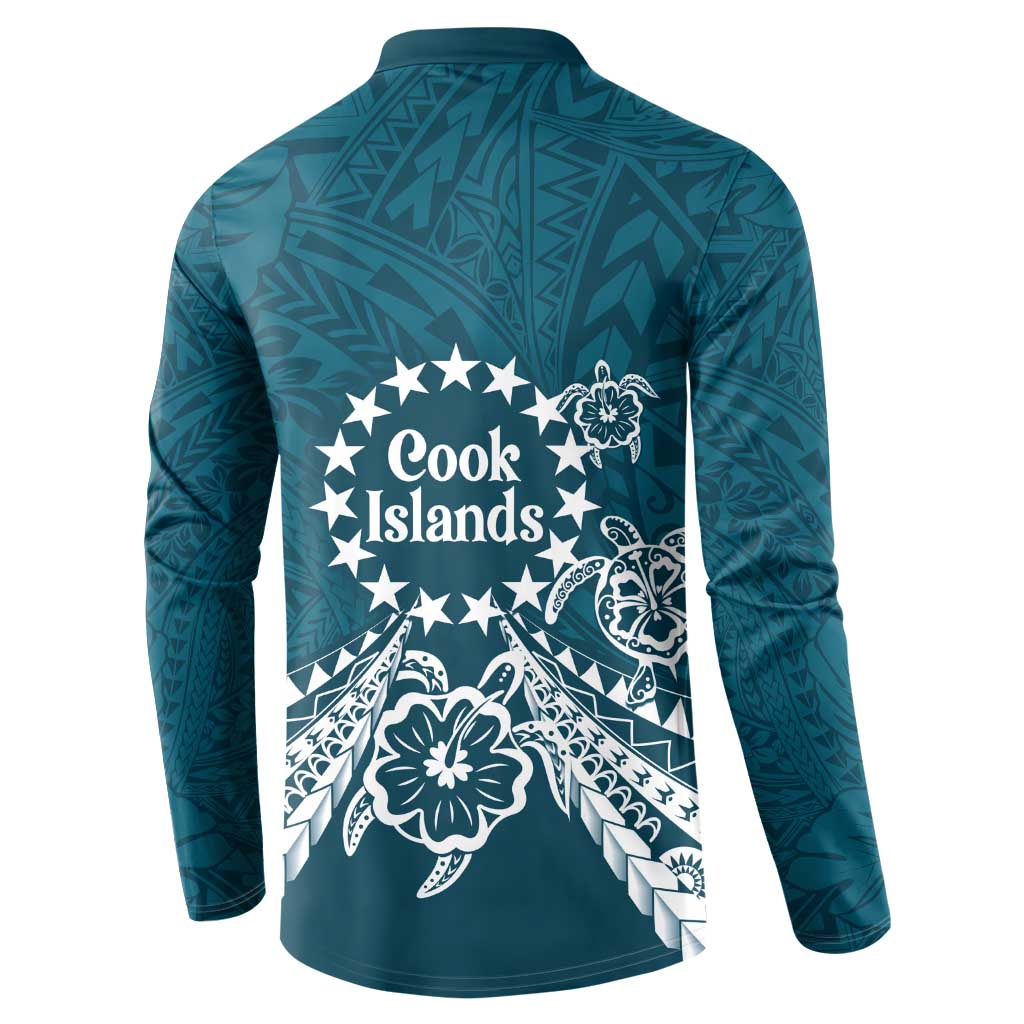 Kia Orana Cook Islands Button Sweatshirt Polynesian Turtle Crowberry Blue Color LT14 - Polynesian Pride