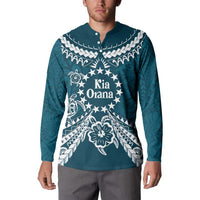 Kia Orana Cook Islands Button Sweatshirt Polynesian Turtle Crowberry Blue Color LT14 - Polynesian Pride