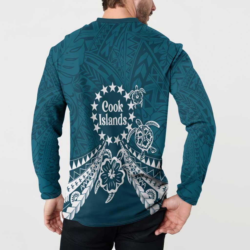 Kia Orana Cook Islands Button Sweatshirt Polynesian Turtle Crowberry Blue Color LT14 - Polynesian Pride