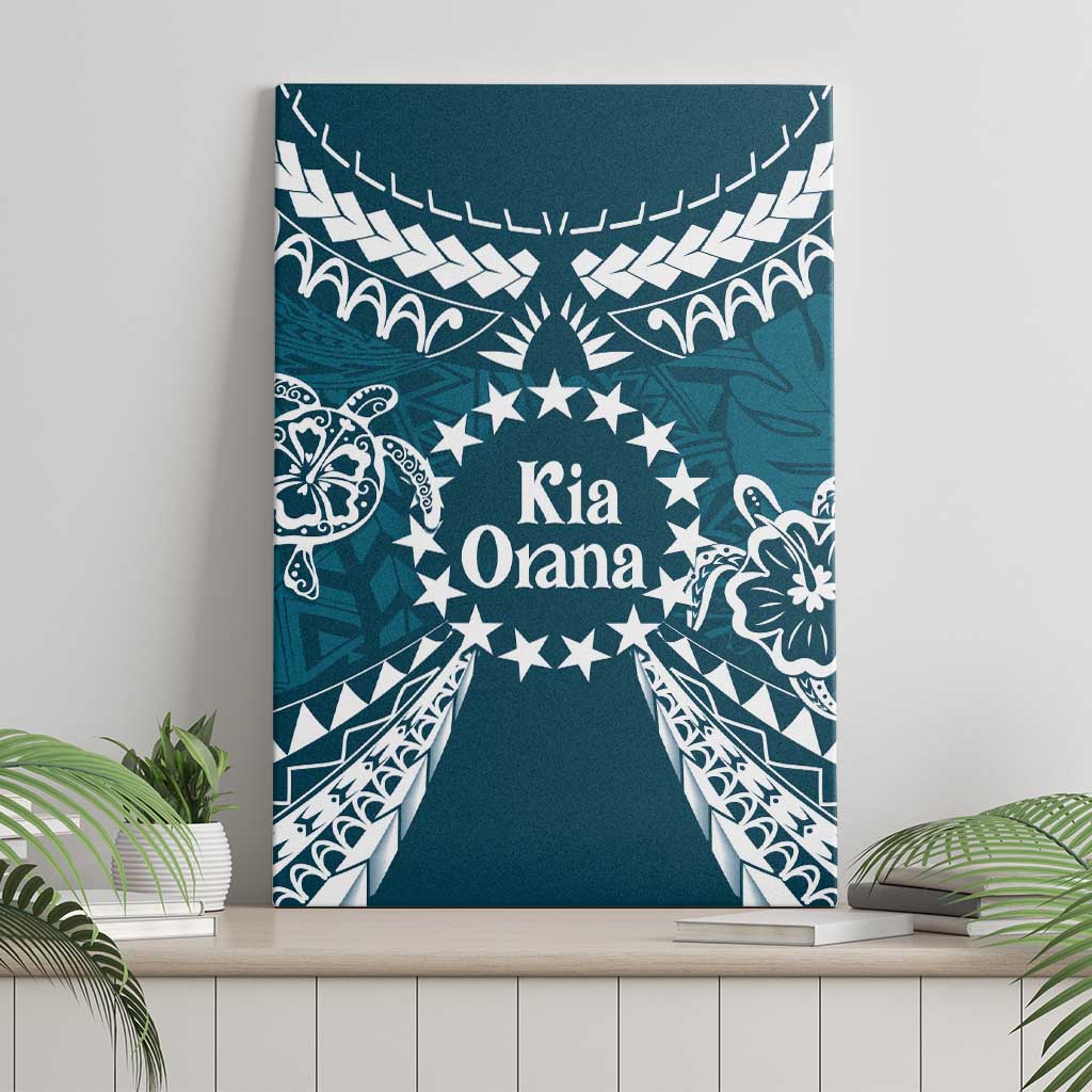 Kia Orana Cook Islands Canvas Wall Art Polynesian Turtle Crowberry Blue Color LT14 - Polynesian Pride