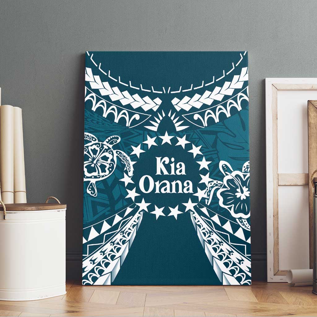 Kia Orana Cook Islands Canvas Wall Art Polynesian Turtle Crowberry Blue Color LT14 - Polynesian Pride