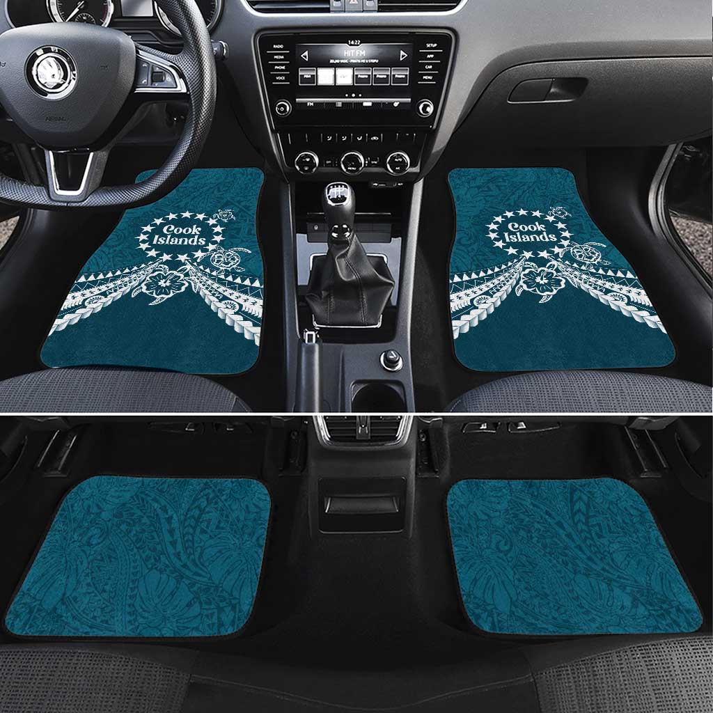 Kia Orana Cook Islands Car Mats Polynesian Turtle Crowberry Blue Color LT14 Set 4pcs Crowberry Blue - Polynesian Pride