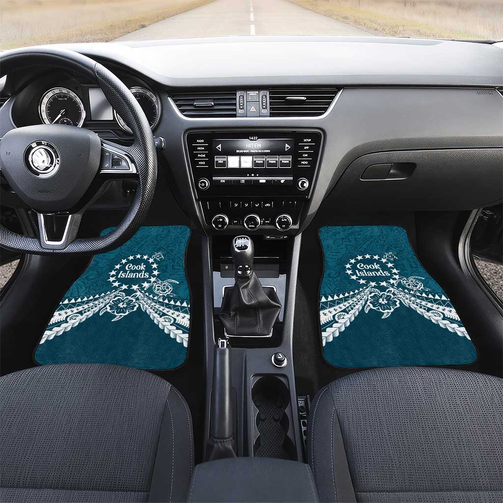 Kia Orana Cook Islands Car Mats Polynesian Turtle Crowberry Blue Color LT14 Set 2pcs - Front Crowberry Blue - Polynesian Pride