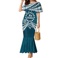 Kia Orana Cook Islands Family Matching Mermaid Dress and Hawaiian Shirt Polynesian Turtle Crowberry Blue Color