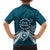 Kia Orana Cook Islands Family Matching Off Shoulder Maxi Dress and Hawaiian Shirt Polynesian Turtle Crowberry Blue Color