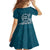 Kia Orana Cook Islands Family Matching Off Shoulder Maxi Dress and Hawaiian Shirt Polynesian Turtle Crowberry Blue Color