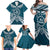 Kia Orana Cook Islands Family Matching Off Shoulder Maxi Dress and Hawaiian Shirt Polynesian Turtle Crowberry Blue Color