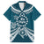 Kia Orana Cook Islands Family Matching Off Shoulder Maxi Dress and Hawaiian Shirt Polynesian Turtle Crowberry Blue Color