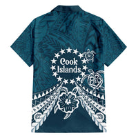 Kia Orana Cook Islands Family Matching Off Shoulder Maxi Dress and Hawaiian Shirt Polynesian Turtle Crowberry Blue Color
