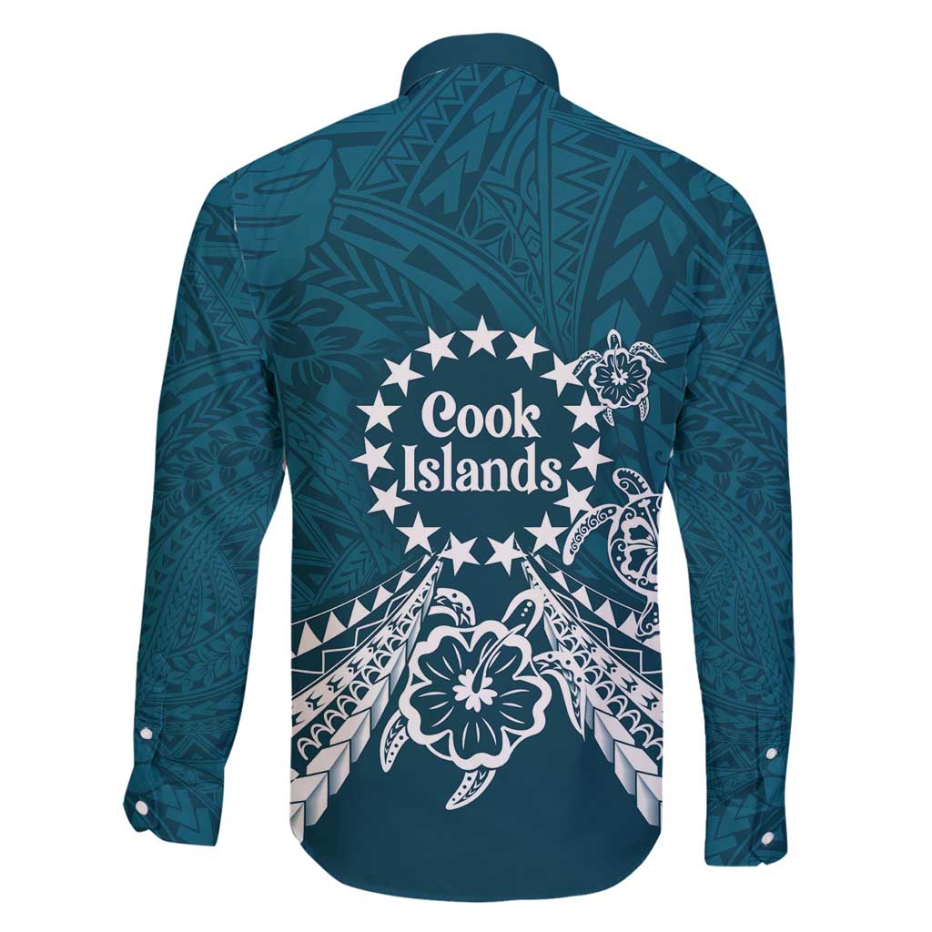 Kia Orana Cook Islands Family Matching Off Shoulder Maxi Dress and Hawaiian Shirt Polynesian Turtle Crowberry Blue Color