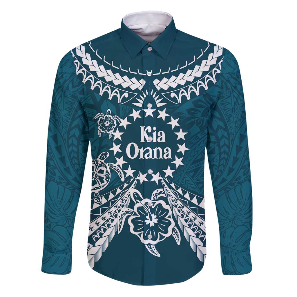 Kia Orana Cook Islands Family Matching Puletasi and Hawaiian Shirt Polynesian Turtle Crowberry Blue Color