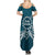 Kia Orana Cook Islands Family Matching Summer Maxi Dress and Hawaiian Shirt Polynesian Turtle Crowberry Blue Color