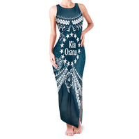 Kia Orana Cook Islands Family Matching Tank Maxi Dress and Hawaiian Shirt Polynesian Turtle Crowberry Blue Color