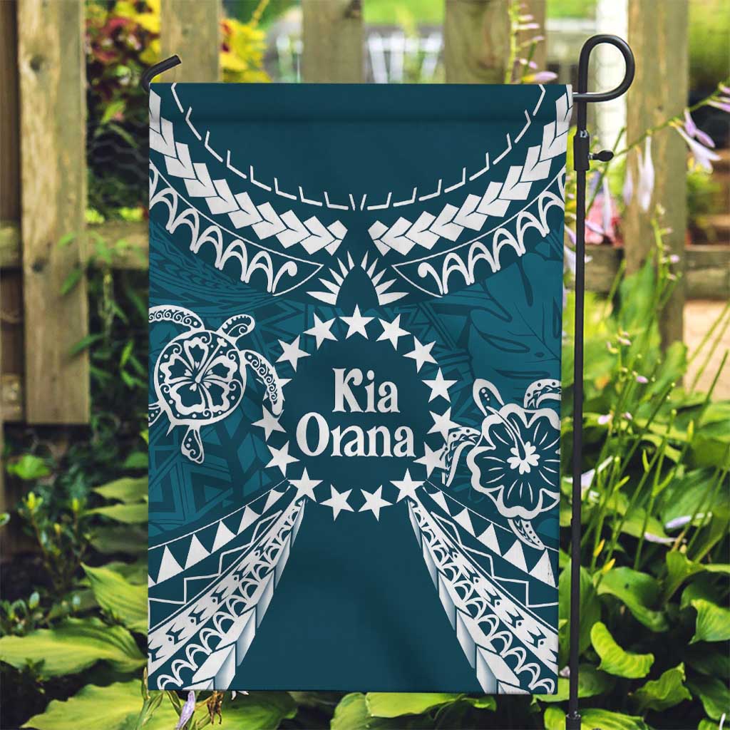 Kia Orana Cook Islands Garden Flag Polynesian Turtle Crowberry Blue Color LT14 Garden Flag Crowberry Blue - Polynesian Pride