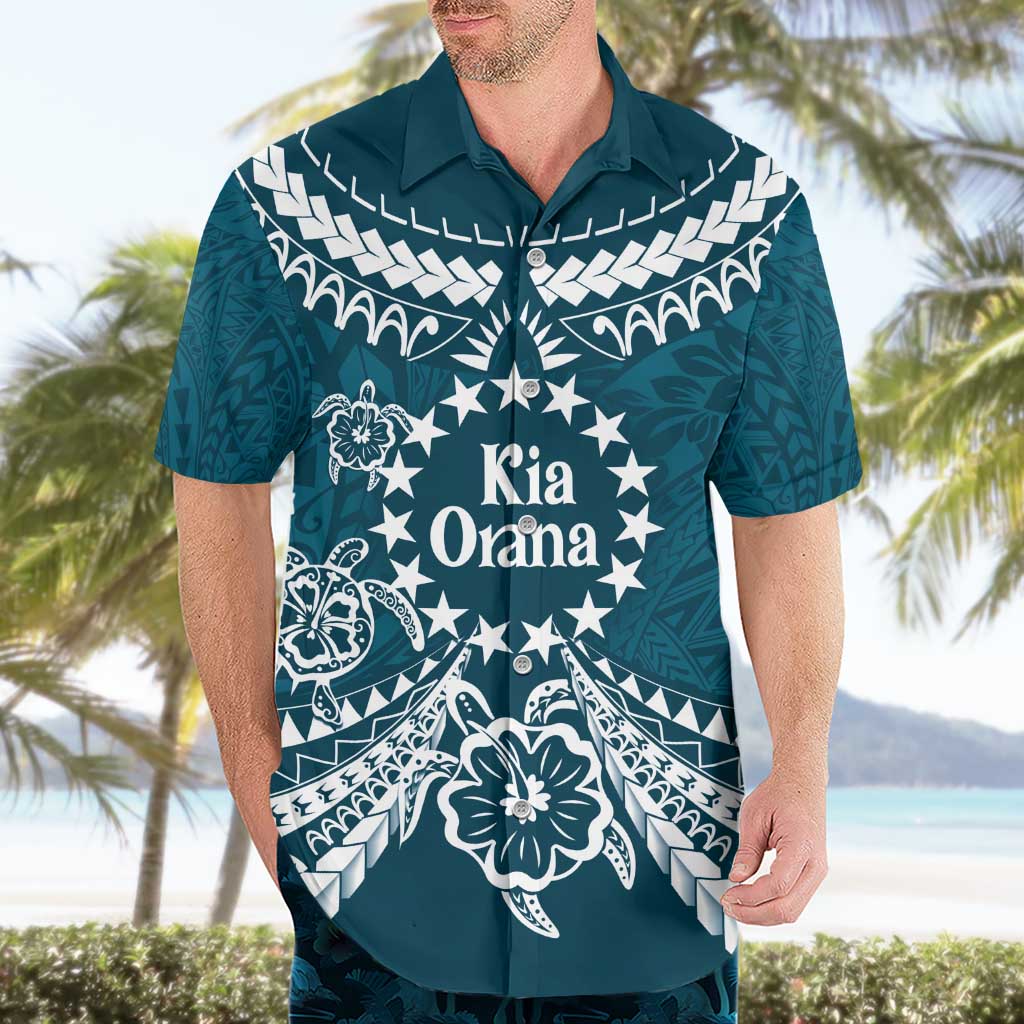 Kia Orana Cook Islands Hawaiian Shirt Polynesian Turtle Crowberry Blue Color LT14 - Polynesian Pride
