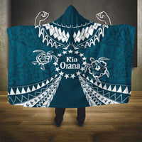 Kia Orana Cook Islands Hooded Blanket Polynesian Turtle Crowberry Blue Color LT14 - Polynesian Pride