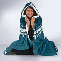 Kia Orana Cook Islands Hooded Blanket Polynesian Turtle Crowberry Blue Color LT14 - Polynesian Pride