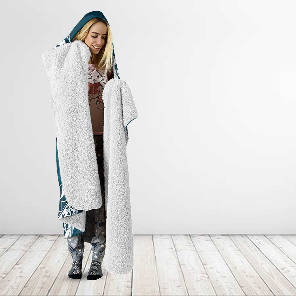 Kia Orana Cook Islands Hooded Blanket Polynesian Turtle Crowberry Blue Color LT14 - Polynesian Pride