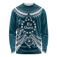 Kia Orana Cook Islands Long Sleeve Shirt Polynesian Turtle Crowberry Blue Color LT14 Unisex Crowberry Blue - Polynesian Pride
