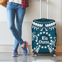 Kia Orana Cook Islands Luggage Cover Polynesian Turtle Crowberry Blue Color
