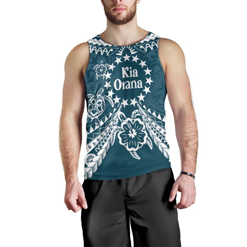 Kia Orana Cook Islands Men Tank Top Polynesian Turtle Crowberry Blue Color LT14 - Polynesian Pride