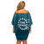 Kia Orana Cook Islands Off Shoulder Short Dress Polynesian Turtle Crowberry Blue Color