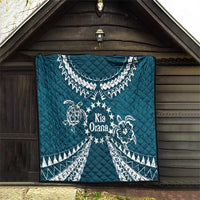 Kia Orana Cook Islands Quilt Polynesian Turtle Crowberry Blue Color