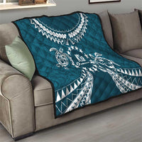 Kia Orana Cook Islands Quilt Polynesian Turtle Crowberry Blue Color