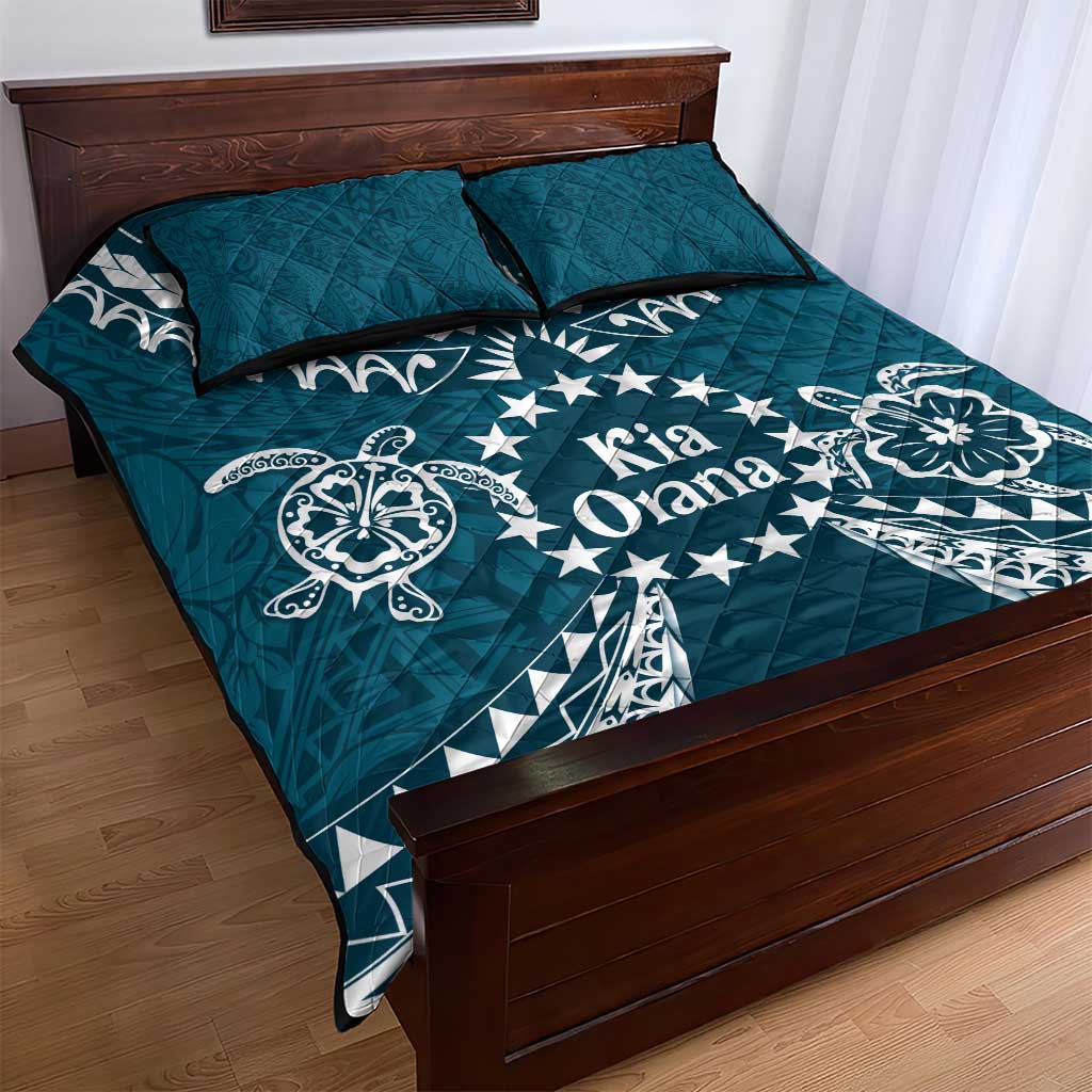 Kia Orana Cook Islands Quilt Bed Set Polynesian Turtle Crowberry Blue Color LT14 - Polynesian Pride