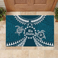 Kia Orana Cook Islands Rubber Doormat Polynesian Turtle Crowberry Blue Color LT14 Crowberry Blue - Polynesian Pride
